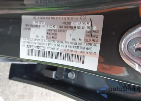 2021 Mazda Mazda3 Select из США, поврежденный, VIN 3MZBPBBMXMM209388